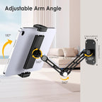 Tablet Wall Mount Holder, Aluminium Extendable iPad Wall Holder, with 360°Rotating Base Adjustable and Foldable for iPad Pro Air Mini, Galaxy Tab, All 4.7-13" Phones and Tablets