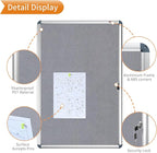 VIZ-PRO Tamperproof Lockable Gray Fabric Noticeboard Aluminium Framed 36x24 Inches
