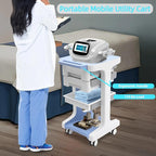 Professional 3-Tier 2-Drawer Salon Trolley Cart with Wheels Utility Cart with Drawers Mobile Storage Cart, Max 50kg/110lb Load, 16.14 * 16.14 * 26.38in (Blue)