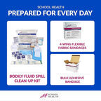 School Health 27‑Piece Bodily Fluid Spill Clean Up Kit – Bloodborne Pathogen Protection with PPE, Biohazard Bags & Wipes – OSHA Compliant Response Kit for Schools, Clinics & Infectious Materials