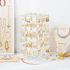 360 Rotating Earring Display Stands for Selling, 4 Tier Metal Earring Rack Holder Stand, Jewelry Display for Selling Earring Cards, Bracelets, Necklaces, KeyChains, Hair Accessories (48 Hooks)