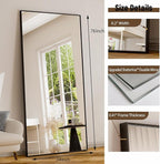 GLSLAND 76"x34" Full Length Mirror Oversize Rectangle Full Body Mirror Aluminum Alloy Frame Freestanding Mirrors for Bedroom Living Room Dressing,Black