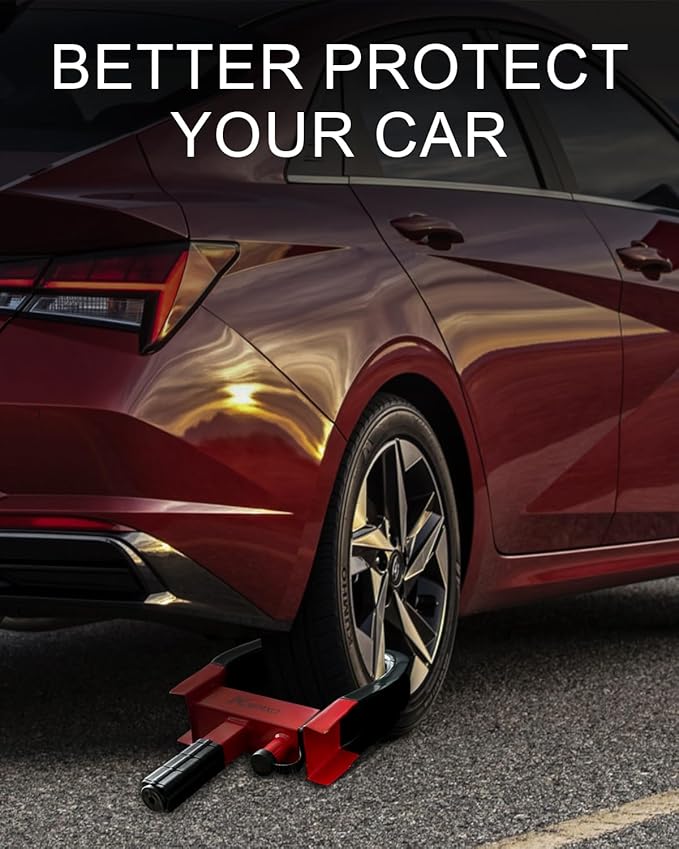 Trailer Security Adjustable Tire Lock Anti Theft Wheel Lock for Trailers, Car, SUV, Boat, Motorcycle, Golf Cart - Great Deterrent, Wheel Clamp Lock with Keys
