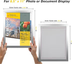 Acrylic Magnetic Sign Holder, Easy-Opening 8.5 x 11 Wall Mount Display Frames, Self Adhesive Back Plastic Clear Document Frame, Horizontal & Vertical Display (Silver, 12Pack)