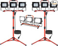 LEDMO 30000LM LED Work Lights with Stand 3 Adjustable Head Led Work Shop Flood Lights Indoor and Outdoor 150W 6000K Portable Tripod IP65 Waterproof 10Ft Power Cord for Job Stie,Yard,Garage 2 Pack