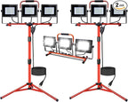 LEDMO 30000LM LED Work Lights with Stand 3 Adjustable Head Led Work Shop Flood Lights Indoor and Outdoor 150W 6000K Portable Tripod IP65 Waterproof 10Ft Power Cord for Job Stie,Yard,Garage 2 Pack