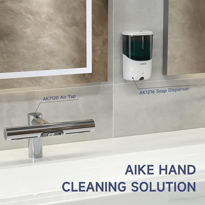 AIKE Wall Mount Automatic Soap Dispenser for Liquid Soap Battery Operated White, Model AK1216