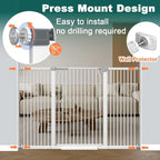Fairy Baby 40.5" Extra Tall Baby Gate for Stairs Doorways, Fits 29.5" to 40.5" Wide Openings, Auto Close Extra Wide Dog Gate Indoor for The House, Metal Pressure Mounted Pet Cat Gate for Kids, White