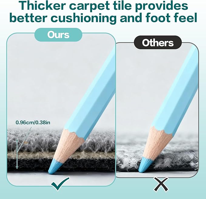 jxgzyy Soft Carpet Tiles 20×20 Inch, 0.38'' Padded Carpet Squares, Non-Adhesive Carpet Flooring with Textured Silicone Back, Easy DIY Soft NylonTiles for Home Gym, 12 Pcs/32.3 Sqft