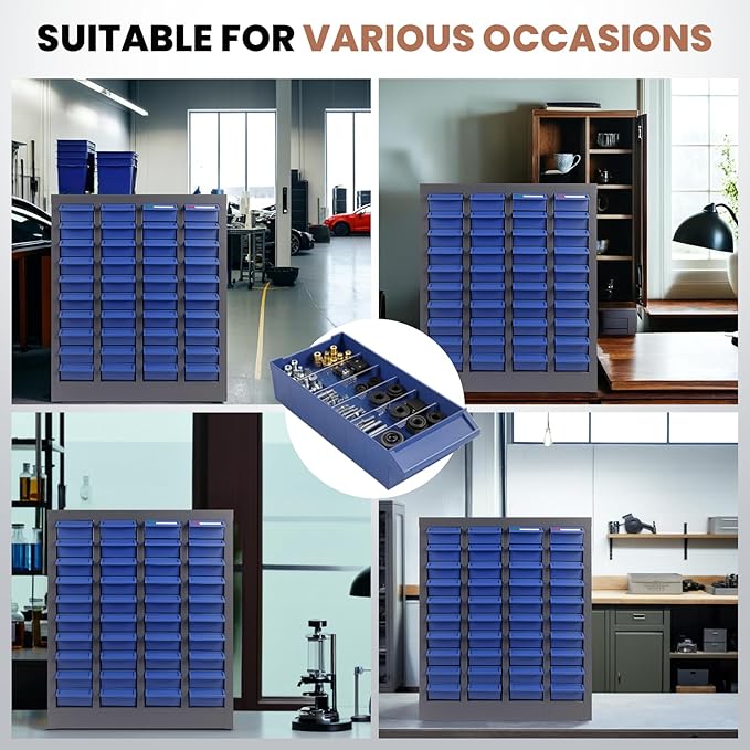 40 Drawers Nut and Bolt Organizer, 25" H x 21" D x 9" W Bolt and Nut Tool Storage Cabinet with Acrylic Adjustable Shelves & Label Stickers, Alloy Steel Parts Cabinet for Workshop Garage Organizer