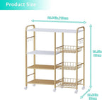 HapiRm Rolling Kitchen Microwave Cart - 4 Tier Microwave Table Stand with Pull-Out Baskets, Coffee Bar Baker's Rack with Wheels Rolling Storage Cart Organizer Shelf for Living Room Office, Balcony