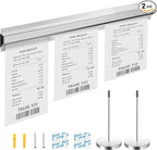 48 Inch Aluminum Ticket Holder Rail with 2 Receipt Stabbers for Restaurant, Kitchen, Bar