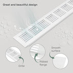 Vent Systems 19.69 x 2.36 Inch (Outer Size) Air Supply Ventilation Grille - Pack of 2 - White Aluminum Rectangle Intake/Exhaust Door Vent Deflector - HVAC for Home Improvement Floor, Wall Duct Cover