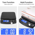 THINKSCALE 88lb Shipping Scale, 0.1oz Precision, Digital Postal Scale with Large LCD, Hold/Tare/Piece Counting, 5 Units, Dual Power (Battery/AC), Black