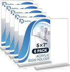 Daofary Acrylic Sign Holder 5 x 7 Inches 6 Pack, Double-Sided Stand up Table Top Paper Holder, Store Sign Holders, Plastic Sign Display for Restaurants, Hotels, Office