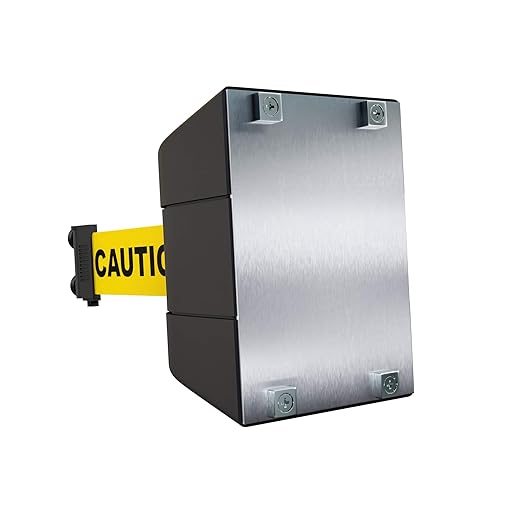 Crowd Control Warehouse - CCW Series WMB-230 Magnetic Wall Mount Retractable Belt Barrier - 30 Foot, Caution Do Not Enter Belt with Black ABS Case