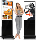 43" 4K LCD Touchscreen Digital Signage Display, Indoor Floor Standing Advertising Kiosk, Commercial Digital Signage Kiosk with Auto AD Box, HDMI WiFi Bluetooth Input, Android 12.0 Black