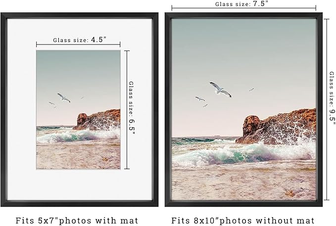 Frametory, 8x10 Metal Picture Frame with Mat for 5x7 Picture & Real Glass, Aluminum Photo Frame Collection (Black, 1 Pack)