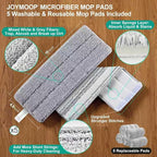 JOYMOOP Mop and Bucket Set (Beige & Blush Brown) with Extension Handle, Ideal for Floor, Window, and Wall Cleaning - Includes 5 Washable Microfiber Pads for Wet and Dry Use