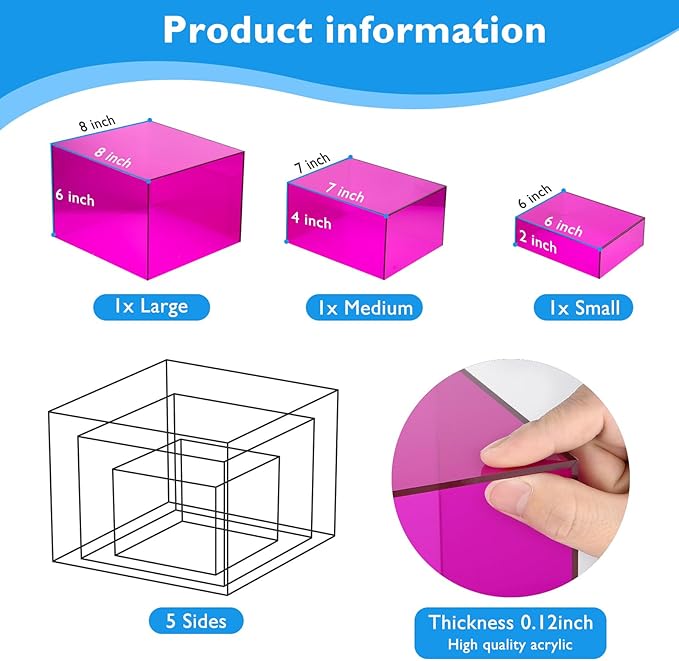 6Pcs Purple Buffet Risers Acrylic Boxes Display Food Risers for Buffet Table Platter Parties Weddings Catering Dessert Collectibles Figures Show ( 6''x7''x8'')