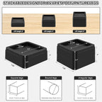 Oversized Heavy Duty Bed Risers & Furniture Risers - Stackable Supports 12000 Lbs,Furniture Lifter/Square Bed Raising Blocks for Sofas, Couches, Desks (Black 8 Pack, Fits Huge 5.5 × 2 inch)