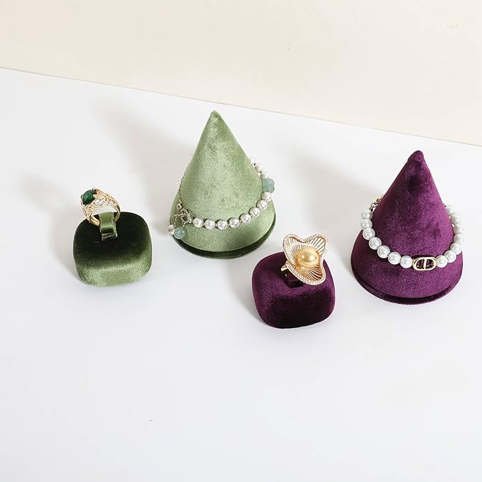 GemeShou Green Ring Display Stand for Jewelry, Velvet Single Ring Holder for selling, Cute Jewelry Display for Show【Green】