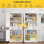 71” Food Pantry Storage Cabinet with Drawer,White Metal Kitchen Pantry Cabinet with Doors and Adjustable Shelves,Tall Storage Cabinets for Pantry,Kitchen,Livingroom
