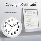 AKCISOT 14 Inch Wall Clock Silent Non Ticking Modern Wall Clocks Battery Operated, Analog Classic Clock Decorative for Bedroom, Kitchen, Home Office, Bathroom, School, Living Room (White)