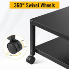 Under Desk Printer Stand with Wheels, 2-Tier Heavy Duty Rolling Cart with Storage Shelf, Industrial Printer Table for Printer, Scanner, Home, Office, Black