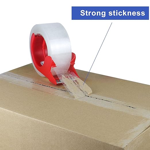 BOMEI PACK Heavy Duty PackingTape with Dispenser - 3 Rolls, Total 330Y, 2.6 mil, 1.88 inch x 110 Yards, Clear Packaging Tape Refills for Shipping, Mailing, Moving & Storage