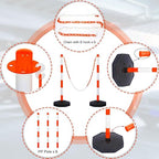 Amylove 9 Packs Traffic Delineator Post Cone with Base, Traffic Cones Safety Cones Caution Cones Plastic Stanchion Chain Safety Barriers with 6.6 Feet Link Chain and S Hooks for Parking Lot (Orange)