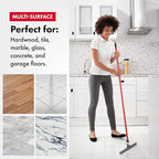 Heavy Duty Floor Squeegee for Concrete and Tile Floor - Silicone Squeegee Broom Floor Scrubber - Large Single Cast Rubber Blade Aluminum Long Handle 360° Swivel Joint - Garage Shower Window Cleaning