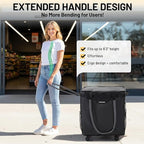 (Medium) Fanwoli Reusable Grocery Bag On Wheels with Removable Liner | Wrinkle-Resistant Fabric | Enhanced Stability Wheels & Extended Handle | Foldable Shopping Trolley for Laundry, Carries Up to 66L