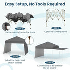 Tangkula 10x9.2 Ft Pop up Canopy with Sidewalls, UPF50+ Outdoor Tent with 8 Stakes, 4 Wind Ropes, Carry Bag, Portable Canopy Tent with Awnings for Camping, Patio, Market