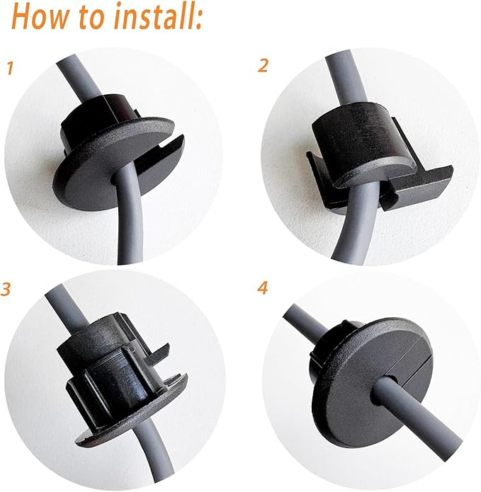 Wall Bushing Grommet for Starlink Dishy Router Ethernet adapter Cable, Starlink Cable Routing Kit Feed-Through for 1 inch Wall Hole and Furnitures Wire Hole (Black, 4 Pack)