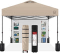 Best Choice Products 10x10ft Easy Pop Up Canopy w/Side Wall, 10 Pockets, Portable Carrying Case, 1-Button Setup, 4 Weight Bags - Sand