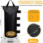 Extra Large Canopy Weights Bag Leg Weight for Pop up Canopy Tent Gazebo Patio Instant Outdoor Sun Shelter,120LBS Tent Weight Sand Bags (4Set Black)