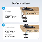 HUANUO Triple Monitor Mount for 17 to 32 inch Screens, Adjustment Gaming Triple Monitor Stand with Swivel, Tilt, Rotation, Clamp & Grommet Kit