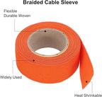 MECCANIXITY Braided Cable Sleeves Heat Shrinkable Fabric Sleeving, 1" 16ft Orange 2:1 Ratio Heat Shrinkable Cord Protector for Harness Cable, Network Cable Protection, Cable Management