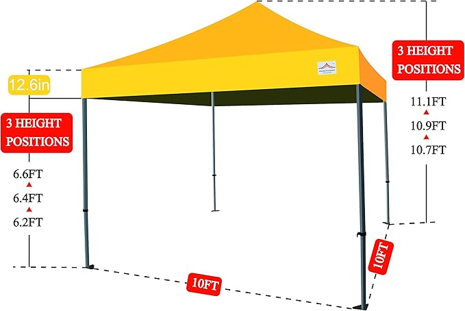 10'x10' Pop Up Canopy Tent Commercial Instant Shelter with Heavy Duty Roller Bag, 4 Canopy Sand Bags, 10x10 FT White