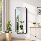 FORBATH Bathroom Mirror 20" x 48", Rectangle Black Bathroom Mirror with Black Aluminum Frame Rounded Corner, Wall Mounted Mirror for Bedroom Entryway Living Room