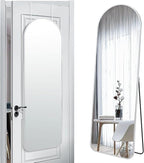 57x20 Door Hanging Full Length Mirror, Floor (Height 5.7ft just Body in1.3ft) Wall Mounted Metal Frame Arch Dressing Mirrors for Bedroom Bathroom Living Room 57 inch Silver