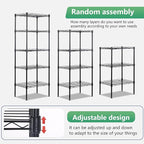 FDW 17L x 12W x 48H Wire Shelving 5 Tier Adjustable Metal Shelves NSF Pantry Shelves Storage Rack Shelving Units for Kitchen Garage Small Places Commercial,Black