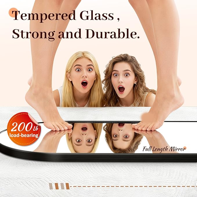 EOGOW 65" x 22" Arched Full Body Mirror,Standing or Leaning Tempered Glass Shatterproof Full Length Mirror with Stand for Bedroom Living Room Entryway,Black