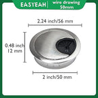 2 Pcs Desk Grommet 2" / 50 mm, Desk Cord Hole Cover, Cable Grommet Metal Zinc Alloy Materilal, Desk Hole Grommet for Home & Office Pc, Detachable Cable Cord Organizer-Brushed Silver