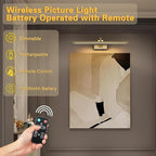 Wireless Picture Lights with Remote and Timer Rechargeable Brass Gallery Lighting Battery Operated Art Lights Over Frame Portrait 5W 24'' Inch Warm White