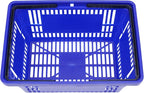 12PCS Shopping Baskets with Handles, 21L Plastic Grocery Basket for Retail Store, Supermarket, Grocery Shopping |17" x 12" x 9" Portable Shop Basket (Blue)