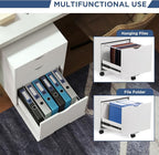 HollyHOME 3-Drawer Wood File Cabinet, Under Desk Cabinet for Home Office, Rolling Storage Shelf for Home, Printer Stand, for A4, Letter-Size, 11.8in Hanging File Folders, White