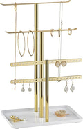 pickpiff Jewelry Stand Holder Organizer: 12.5" Sturdy Hanger for 80 Pcs Jewelry, Jewlery Tower for Display Necklace, Earring, Bracelet, Watch, Mirrored Gold