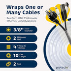 PROTECTO 2-Pack Heavy Duty Cord Protectors from Pets No Chew Solution, 10ft Easy to Use Dog & Cat Cord Protector, Clear & Odorless Critter Cord Cover for Pets, Power Audio Video Wire Protector Tubing